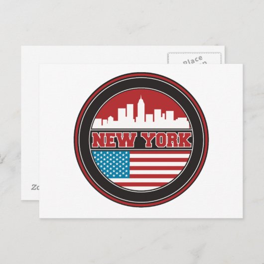 New York Skyline | Verenigde Staten-vlag Briefkaart (Voorkant / Achterkant)