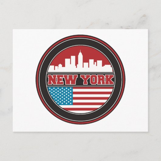 New York Skyline | Verenigde Staten-vlag Briefkaart (Voorkant)