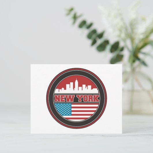 New York Skyline | Verenigde Staten-vlag Briefkaart (Staand voorkant)