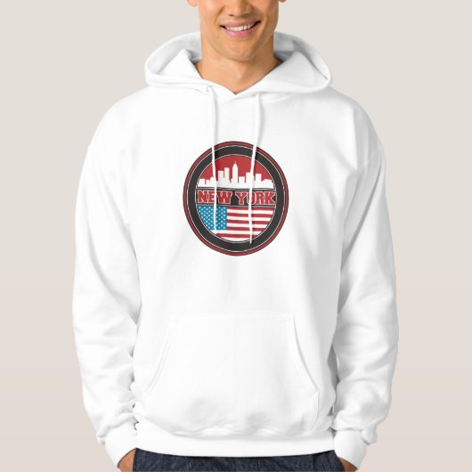 New York Skyline | Verenigde Staten-vlag Hoodie (Voorkant)