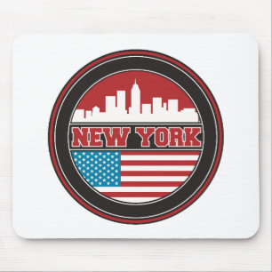 New York Skyline   Verenigde Staten-vlag Muismat