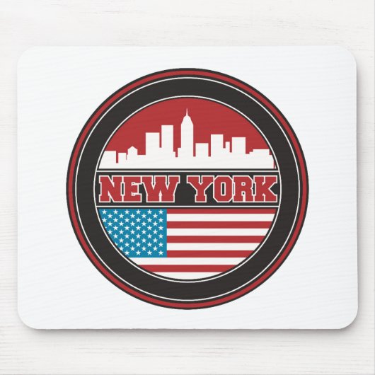 New York Skyline | Verenigde Staten-vlag Muismat (Voorkant)