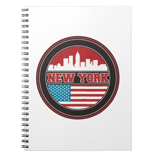 New York Skyline | Verenigde Staten-vlag Notitieboek (Voorkant)