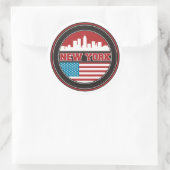 New York Skyline | Verenigde Staten-vlag Ronde Sticker (Tas)