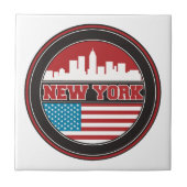 New York Skyline | Verenigde Staten-vlag Tegeltje (Voorkant)
