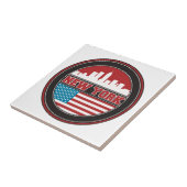 New York Skyline | Verenigde Staten-vlag Tegeltje (Zijkant)