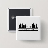 New York Skyline Vierkante Button 5,1 Cm (Voorkant /achterkant)