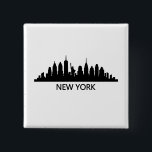 New York Skyline Vierkante Button 5,1 Cm<br><div class="desc">New York Skyline</div>