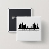 New York Skyline Vierkante Button 5,1 Cm (Voorkant /achterkant)