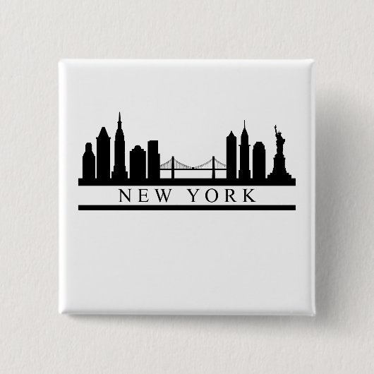 New York Skyline Vierkante Button 5,1 Cm (Voorkant)