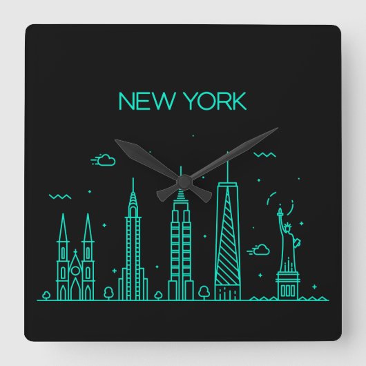 New York skyline Vierkante Klok (Voorkant)