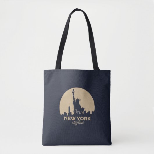 New York Skyline Vrijheidsbeeld Minimalistisch Tote Bag (Voorkant)