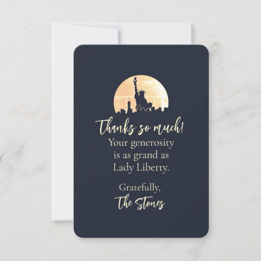 New York Skyline Vrijheidsbeeld Silhouette Bedankkaart (Voorkant)