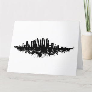 New York Skyline Waterverf Black en White Bedankkaart