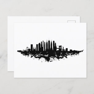 New York Skyline Waterverf Black en White Briefkaart