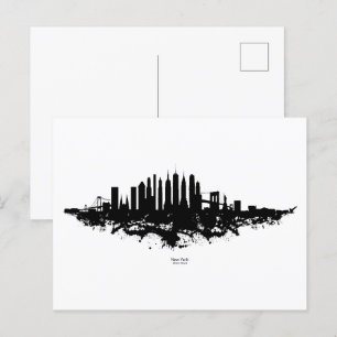 New York Skyline Waterverf Black en White Briefkaart