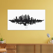 New York Skyline Waterverf Black en White Canvas Afdruk (Insitu (Woonkamer))