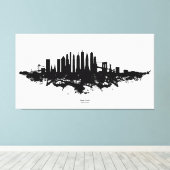New York Skyline Waterverf Black en White Canvas Afdruk (Insitu (Houten vloer))