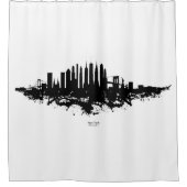 New York Skyline Waterverf Black en White Douchegordijn (Voorkant)