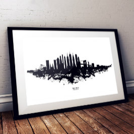 New York Skyline Waterverf Black en White Foto Afdruk