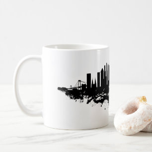 New York Skyline Waterverf Black en White Koffiemok