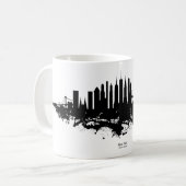 New York Skyline Waterverf Black en White Koffiemok (Voorkant links)