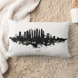 New York Skyline Waterverf Black en White Kussen