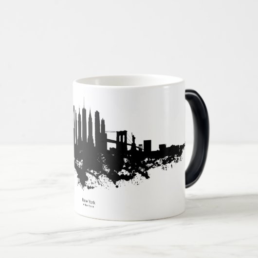 New York Skyline Waterverf Black en White Magische Mok (Voorkant rechts)