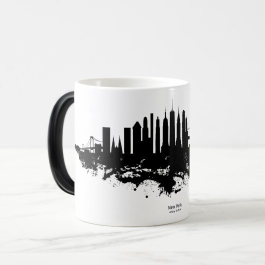 New York Skyline Waterverf Black en White Magische Mok (Voorkant links)
