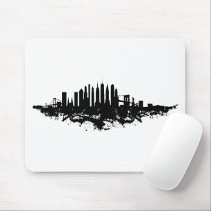 New York Skyline Waterverf Black en White Muismat