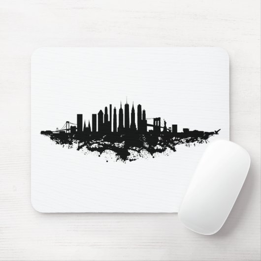 New York Skyline Waterverf Black en White Muismat (Met muis)