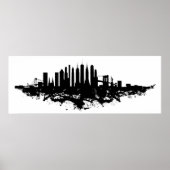 New York Skyline Waterverf Black en White Poster (Voorkant)