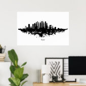 New York Skyline Waterverf Black en White Poster (Thuiskantoor)