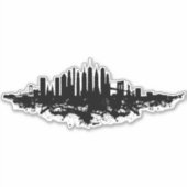 New York Skyline Waterverf Black en White Sticker (Voorkant)