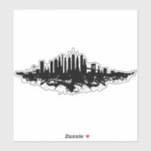 New York Skyline Waterverf Black en White Sticker (Vel)