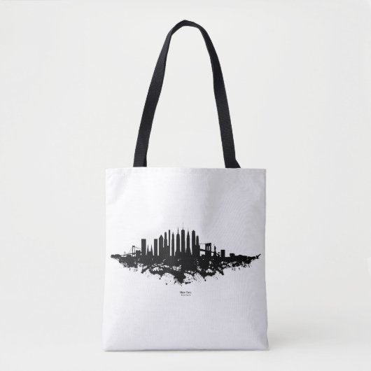 New York Skyline Waterverf Black en White Tote Bag (Voorkant)
