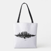 New York Skyline Waterverf Black en White Tote Bag (Achterkant)