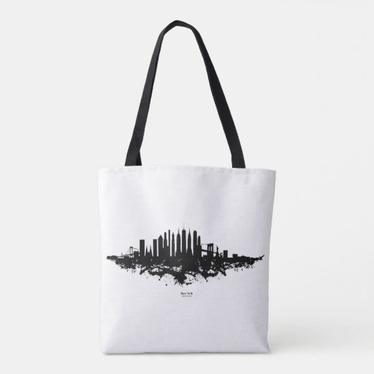 New York Skyline Waterverf Black en White Tote Bag (Achterkant)