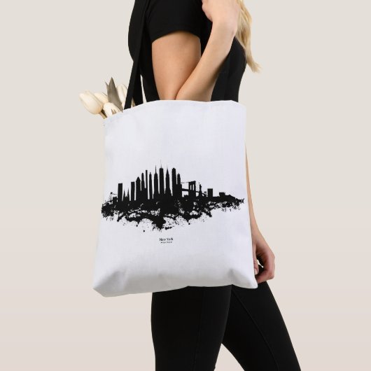New York Skyline Waterverf Black en White Tote Bag (Dichtbij)
