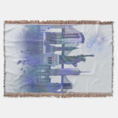 New York Skyline - Waterverf Blue Deken (Voorkant)