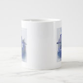 New York Skyline - Waterverf Blue Grote Koffiekop (Voorkant)