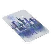 New York Skyline - Waterverf Blue Magneet (Rechterzijde)