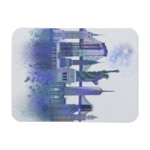 New York Skyline - Waterverf Blue Magneet (Horizontaal)