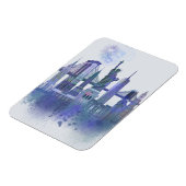 New York Skyline - Waterverf Blue Magneet (Linkerzijde)