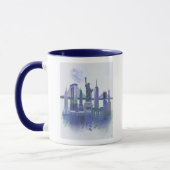 New York Skyline - Waterverf Blue Mok (Links)