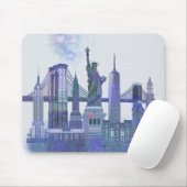 New York Skyline - Waterverf Blue Muismat (Met muis)