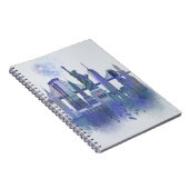 New York Skyline - Waterverf Blue Notitieboek (Rechterzijde)