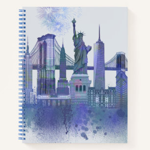 New York Skyline - Waterverf Blue Notitieboek
