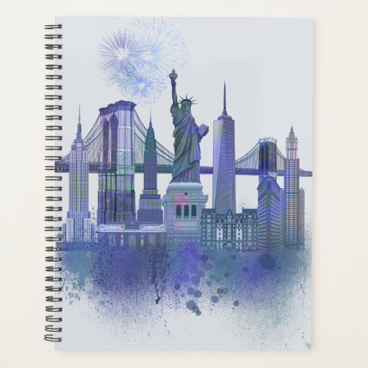 New York Skyline - Waterverf Blue Planner (Voorkant)