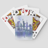 New York Skyline - Waterverf Blue Pokerkaarten (Achterkant)